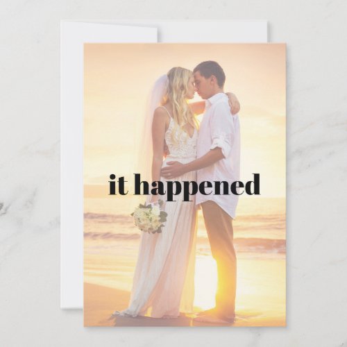 Modern Photo Bold Text Just Married Reception Invitation