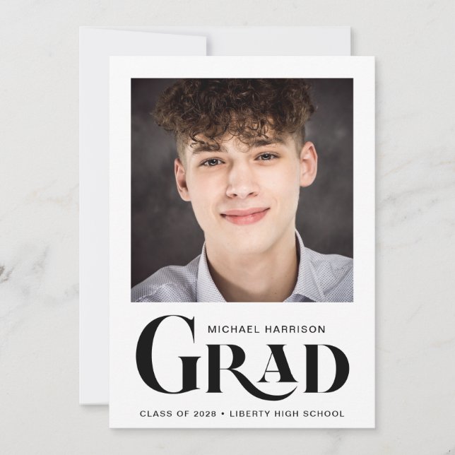 Modern Photo Bold Type Graduation Announcement (Front)