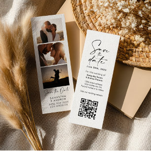 Modern Photo Booth 3-Photo Qr code Save The Date Mini Business Card