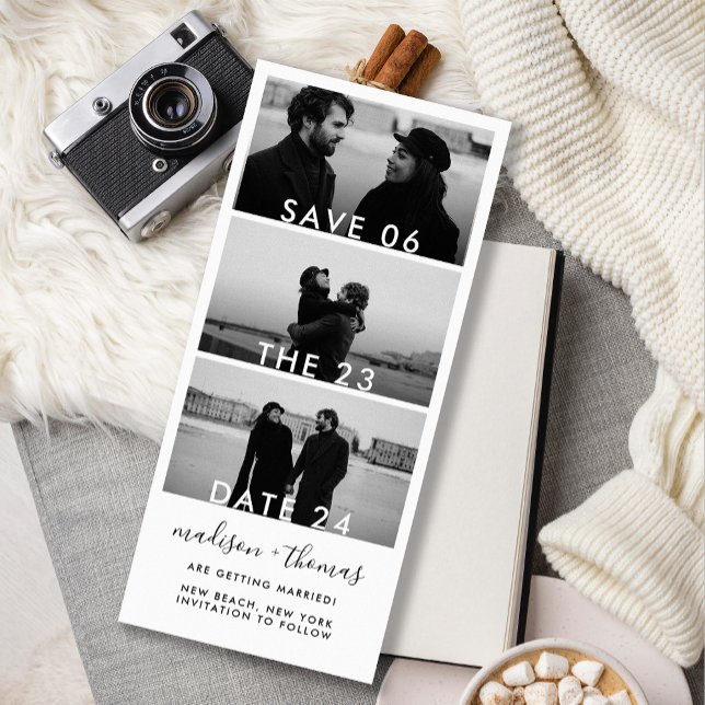 Modern Photo Booth Strip Wedding Save The Date (Creator Uploaded)