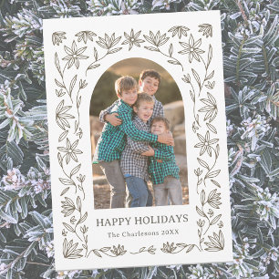 Modern Photo Botanical Arch Holiday Card