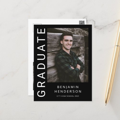 Modern Photo Boy 2023 Graduation Announcement Postcard