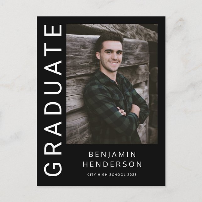 Modern Photo Boy 2023 Graduation Announcement Postcard (Front)