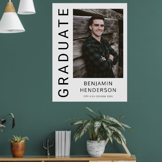 Modern Photo Boy 2023 Graduation Announcement Poster (Living Room 1)