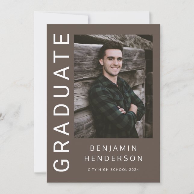 Modern Photo Boy Graduation  Announcement (Front)