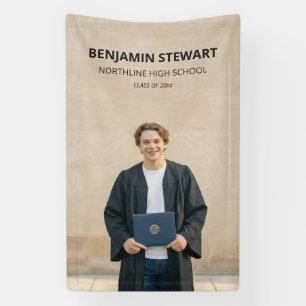 Modern Photo Boy High School Graduation Class 2026 Banner