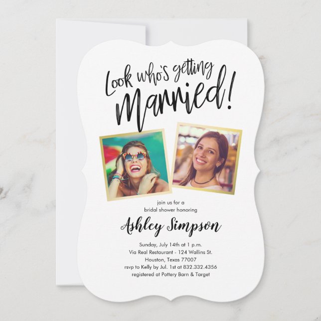 Modern Photo Bridal Shower Invitations (Front)