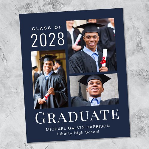 Modern Photo Budget Blue Graduation Announcement