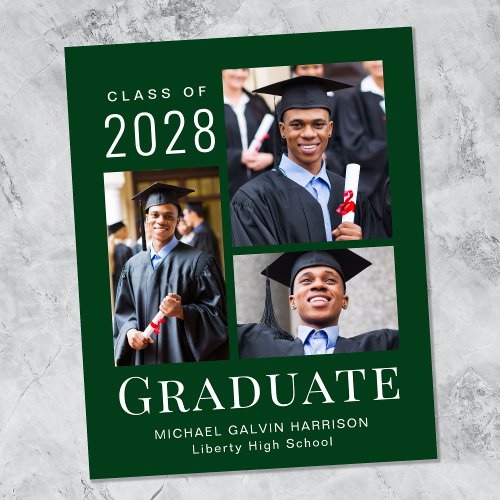 Modern Photo Budget Green Graduation Announcement