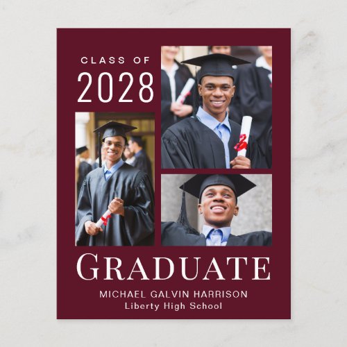 Modern Photo Burgundy Graduation Announcement