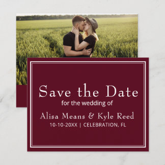 Modern Photo Burgundy Save the Date