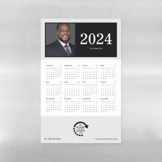 Modern Photo Business Corporate 2024 Calendar Magnetic Dry Erase Sheet (Vertical)