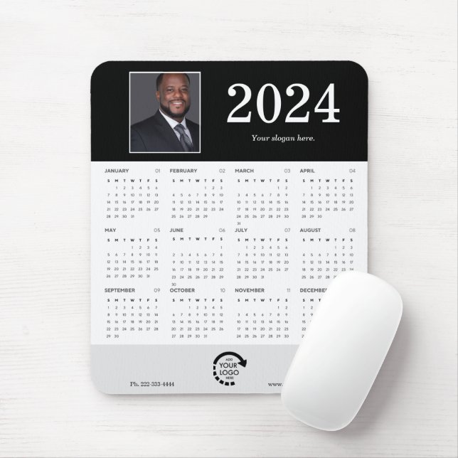 Modern Photo Business Corporate 2024 Calendar Mouse Pad (With Mouse)