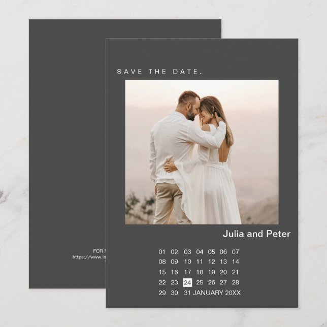 Modern Photo & Calendar Save The Date Invitation (Front/Back)