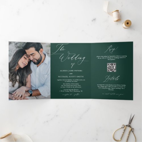 Modern Photo Calligraphy All_in_One Wedding Invite