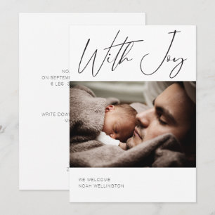 Modern Photo Calligraphy Customize Colors Birth Announcement