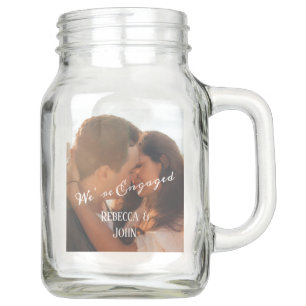 Modern Photo Calligraphy Engagement Personalised Mason Jar