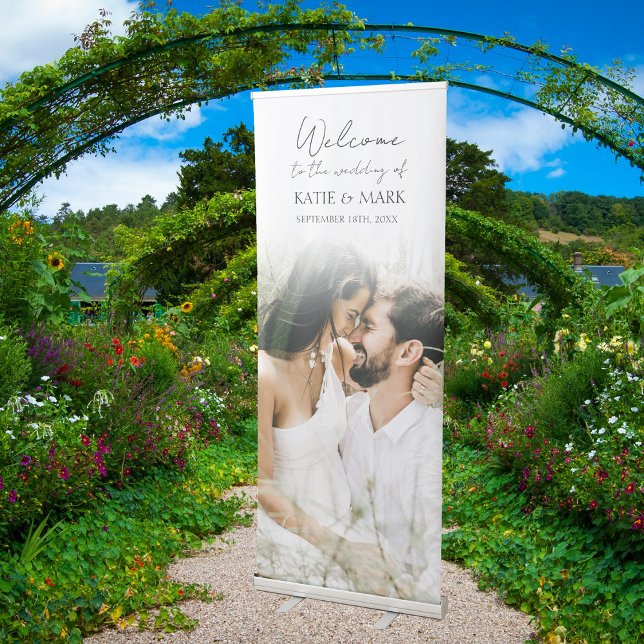 Modern Photo Calligraphy Script Wedding Welcome Retractable Banner (Modern Photo Calligraphy Script Wedding Welcome Retractable Banner)