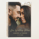 Modern Photo & Calligraphy Wedding Planner<br><div class="desc">Modern and stylish planner featuring your favorite couples photo with a hand written text overlay in gold. Customize with ease to create your perfect wedding planner.</div>