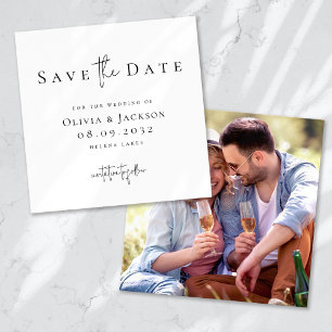 Modern Photo Calligraphy Wedding Save The Date
