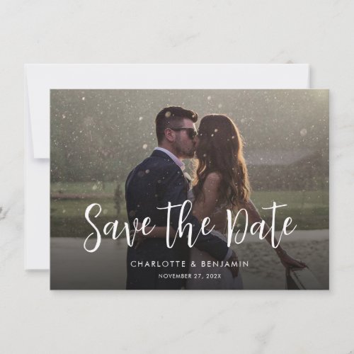 Modern Photo Calligraphy Wedding Save The Date
