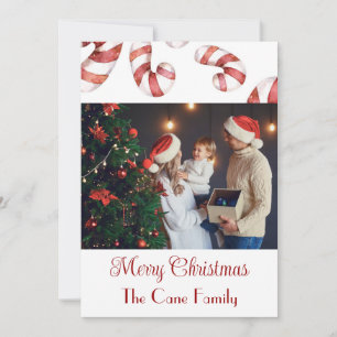 Modern photo Candy cane Christmas Holiday Card