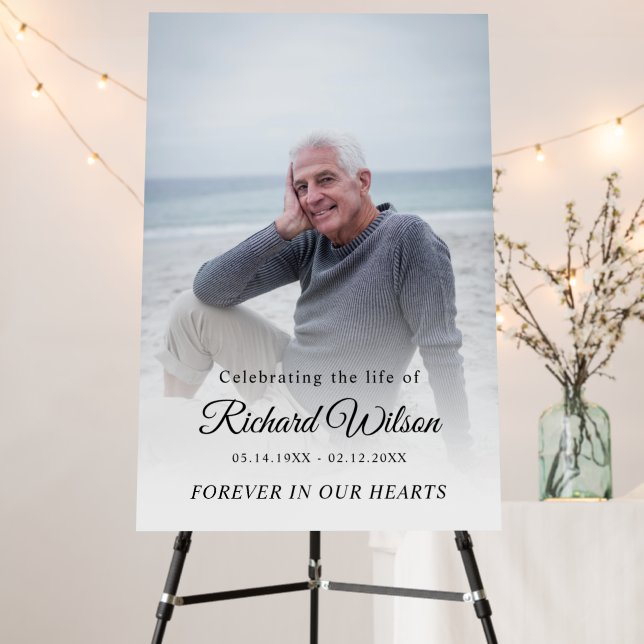 Modern Photo Celebration of Life Funeral Memorial Foam Board (In Situ (Stand))