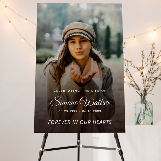 Modern Photo Celebration of Life Funeral Memorial Foam Board (In Situ (Stand))