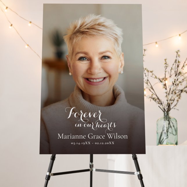 Modern Photo Celebration of Life Funeral Memorial Foam Board (In Situ (Stand))