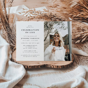 Modern Photo Celebration of Life Funeral Memorial Invitation