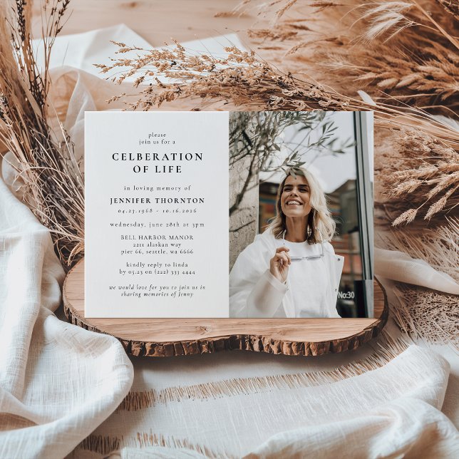 Modern Photo Celebration of Life Funeral Memorial  Invitation (Creator Uploaded)