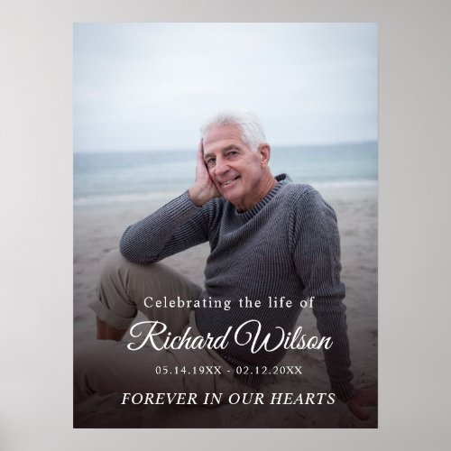 Modern Photo Celebration of Life Funeral Memorial Poster