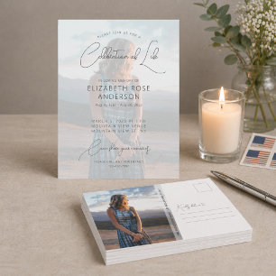 Modern Photo Celebration of Life Invitation Postcard