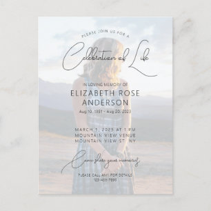 Modern Photo Celebration of Life Invitation Postcard