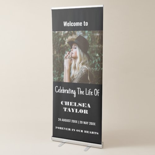 Modern Photo Celebration of Life Memorial Funeral  Retractable Banner