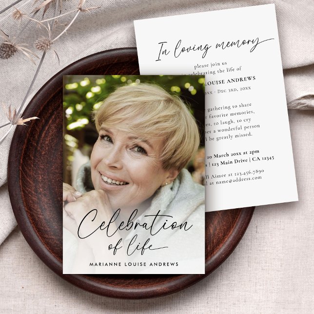 Modern Photo Celebration of Life Memorial Invitation (Creator Uploaded)