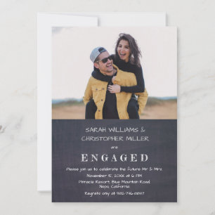 Modern Photo Chalkboard Engagement Party Invitation