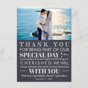 Modern Photo Chalkboard Wedding Thank You Card