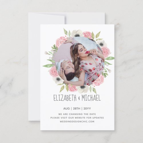 Modern PHOTO Change The Date Floral Wreath