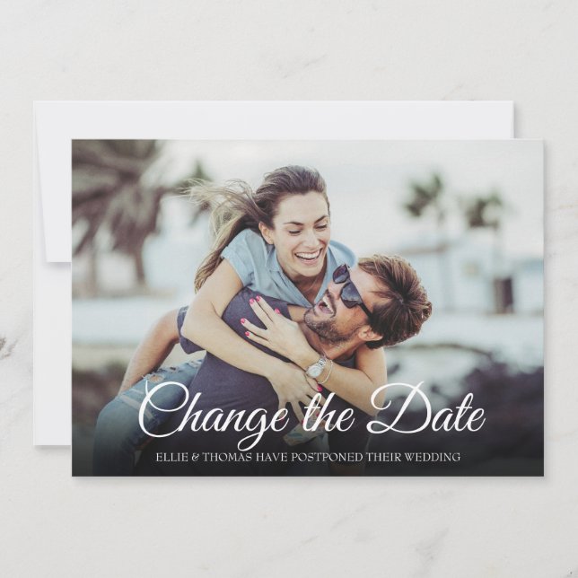 Modern Photo Change the Date Postponed Cancelled Invitation (Front)