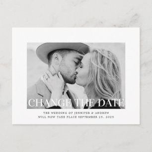 Modern Photo Change The Date Wedding Postponement Announcement Postcard