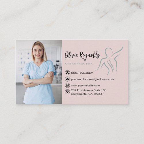 Modern Photo Chiropractor Appointment Reminder Business Card
