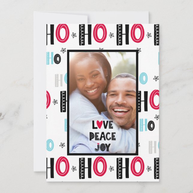 Modern Photo Christmas Card -Scandinavian Doodles (Front)