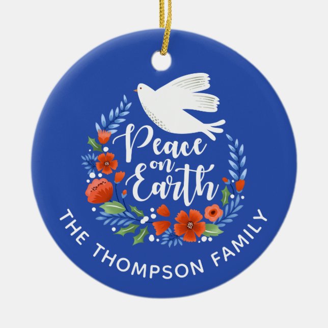 Modern Photo Christmas Ceramic Ornament (Front)