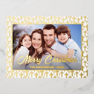 Modern photo Christmas elegant script Jesus cross
