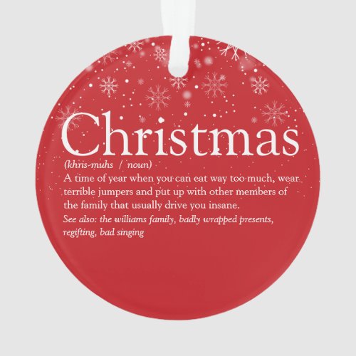 Modern Photo Christmas Funny Definition  Ornament