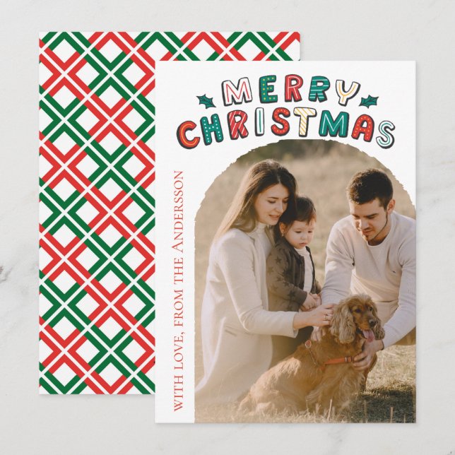 Modern Photo Christmas Holiday Card (Front/Back)