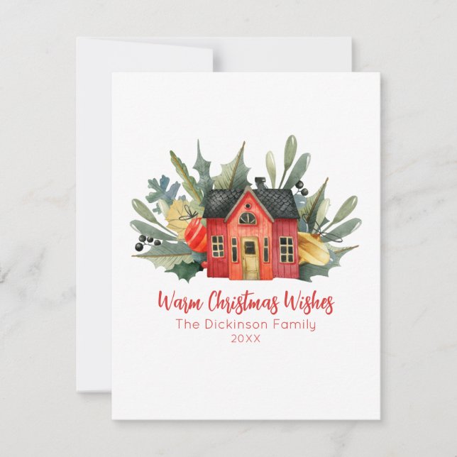 Modern Photo Christmas New Home  Note Card (Front)