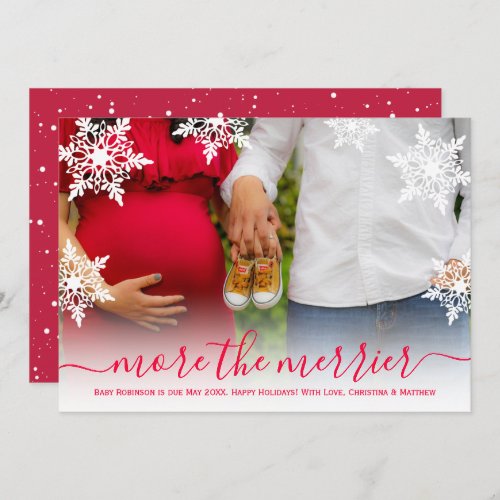 Modern Photo Christmas Pregnancy Announcement Card