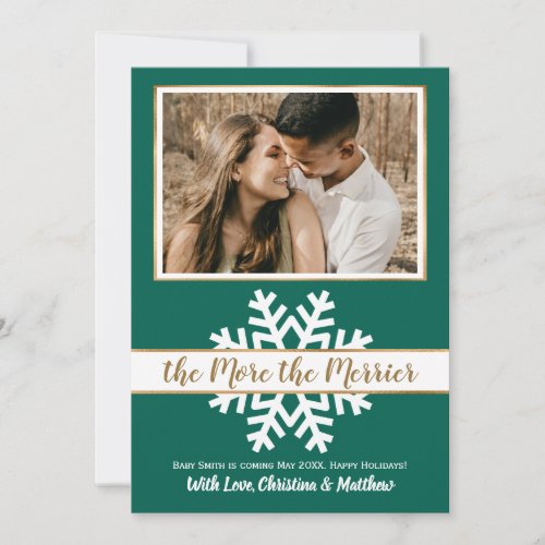 Modern Photo Christmas Pregnancy Announcement Card